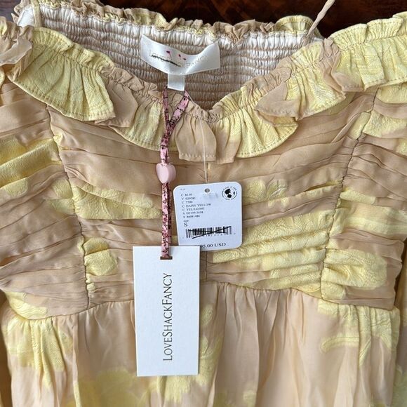 LoveShackFancy Zennia Off-Shoulder Silk Mini Dress - Picture 6 of 8